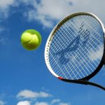 tennis raquet and ball in frozen in action